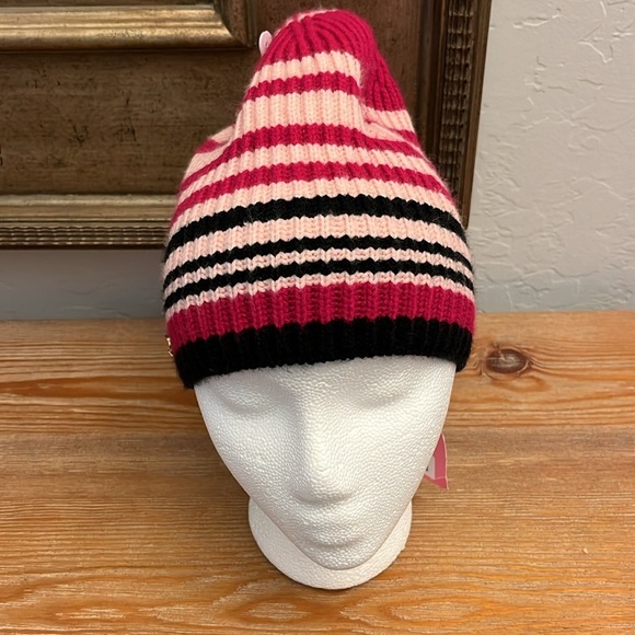 KATE SPADE NEW YORK NWT Pink Striped Beanie - OS - Picture 2 of 9